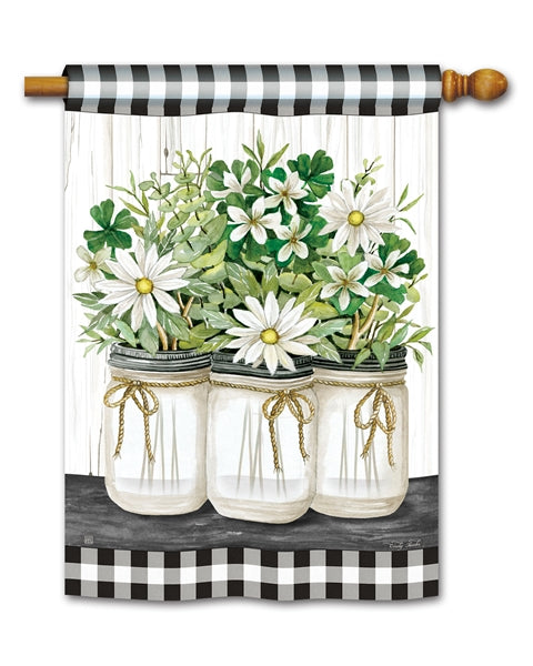 Farmhouse Daisies House Flag