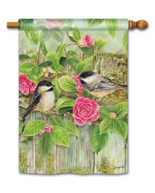 Garden Chickadees House Flag