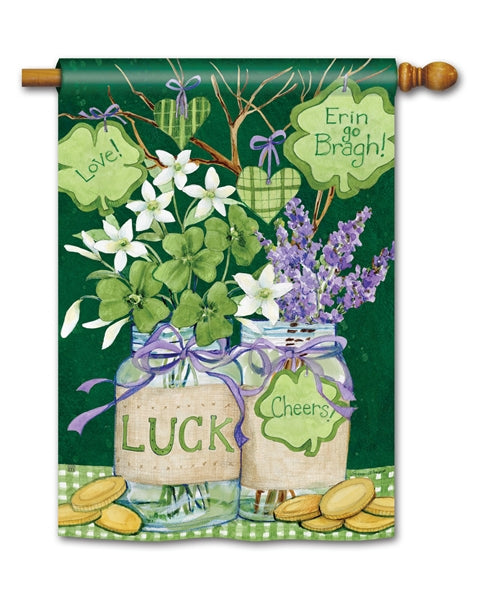 "Lucky Shamrocks" Printed Seasonal House Flag; Polyester