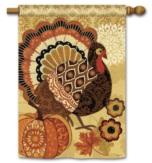 "Turkey Time" Printed Seasonal House Flag; Polyester