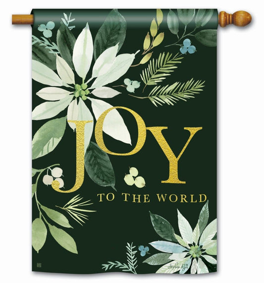 Poinsettia Joy Printed House Flag; Polyester 28"x40"