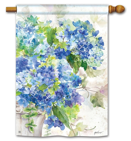 Blue Hydrangeas House Flag