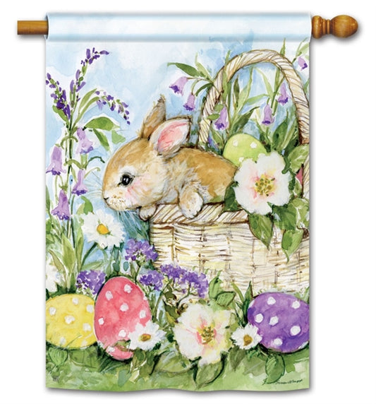 Easter Bunny Basket Printed House Flag; Polyester 28"x40"