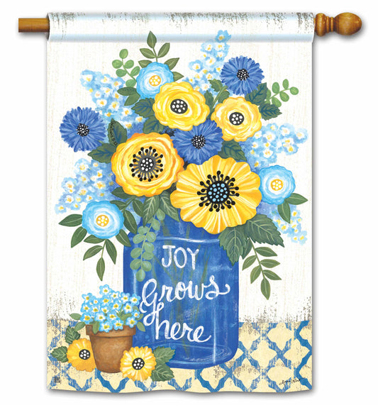 Joy Grows Here Printed House Flag; Polyester 28"x40"