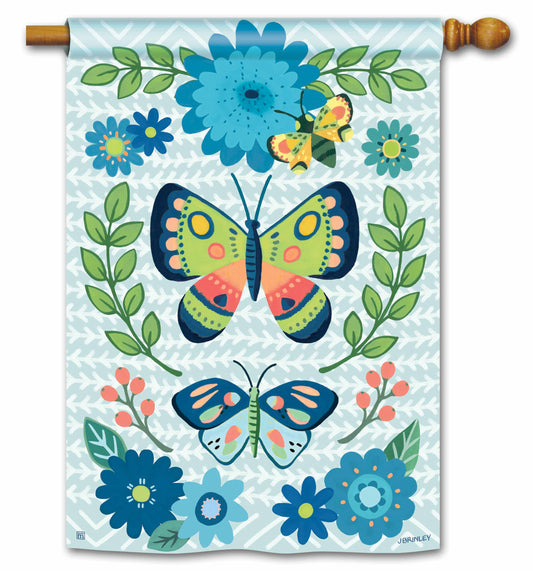 Colorful Butterfly Wings House Flag