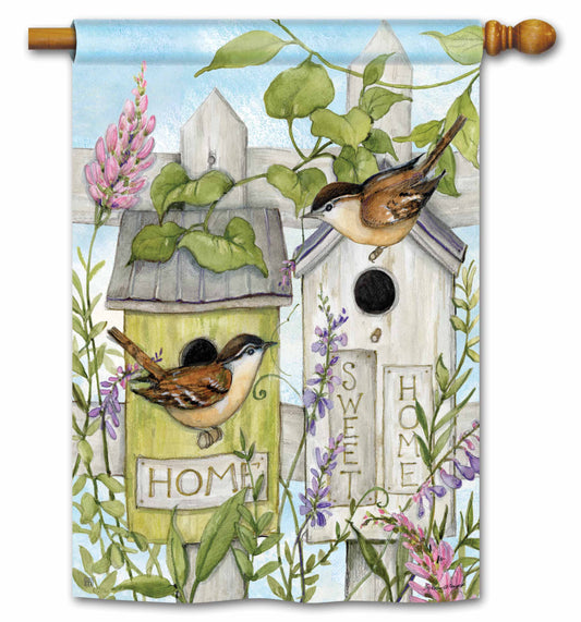 Birdhouse Vines House Flag