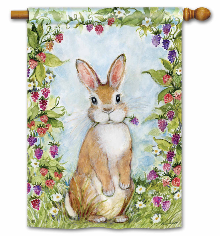 Bramble Berry Bunny Printed House Flag; Polyester 28"x40"