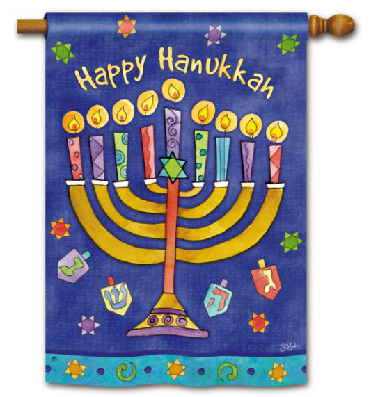 Happy Hanukkah Printed Seasonal House Flag; Polyester
