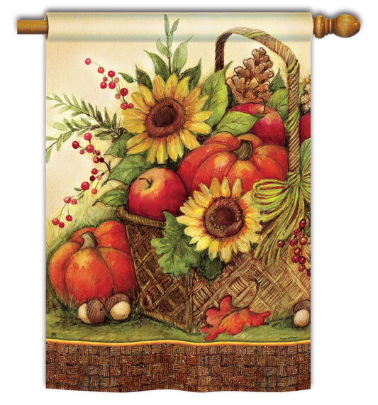 Fall Basket Printed House Flag; Polyester 28"x40"