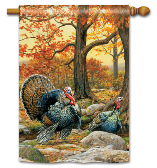 Autumn Turkeys House Flag