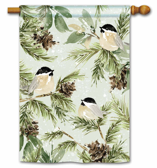 Winter Chickadee House Flag