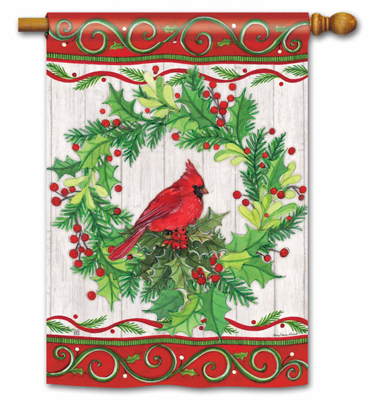 Cardinal Joy Christmas House Flag