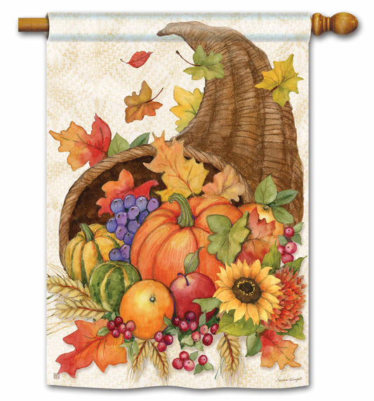 Thanksgiving Cornucopia House Flag