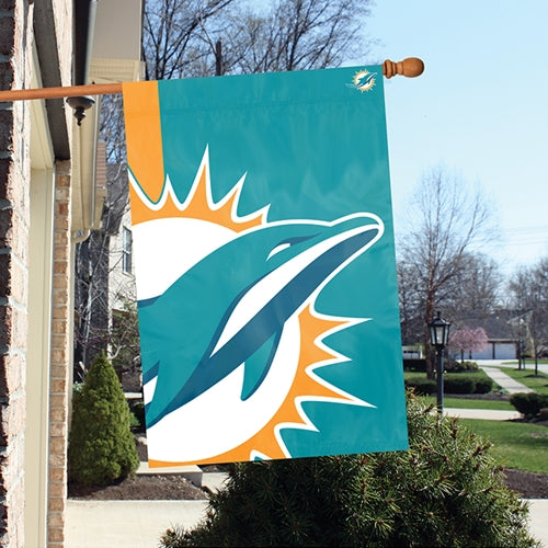 Miami Dolphins Printed Bold Logo Banner with Sleeve; 420 Denier Nylon