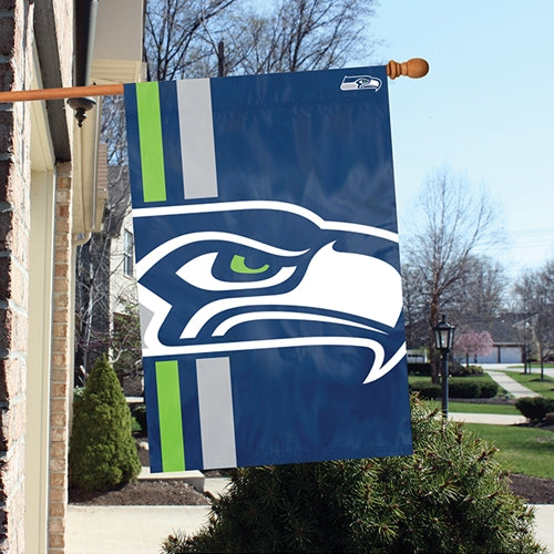 Seattle Seahawks Printed Bold Logo Banner with Sleeve; 420 Denier Nylon