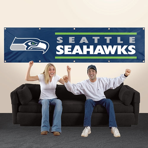 2'x8' Seattle Seahawks Nylon Banner with Applique & Embroidery