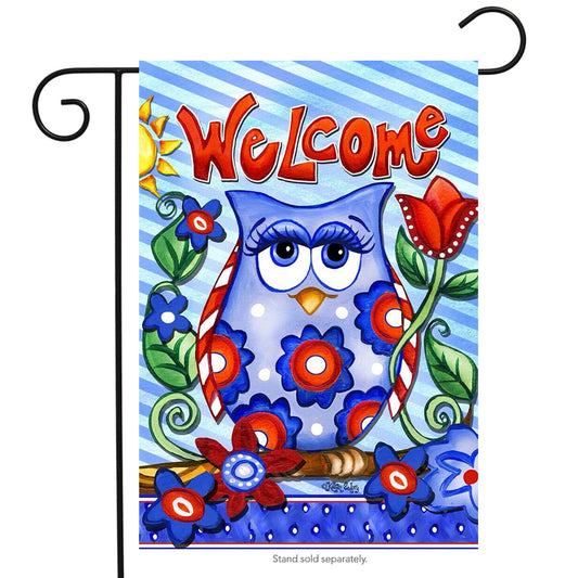 Welcome Owl Garden Flag