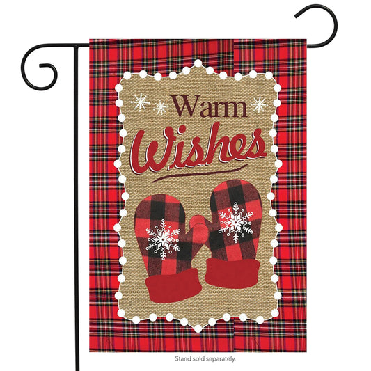 "Warm Winter Wishes" Seasonal Garden Flag; Burlap