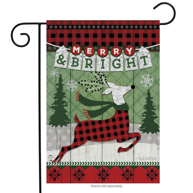 Merry & Bright Reindeer Garden Flag