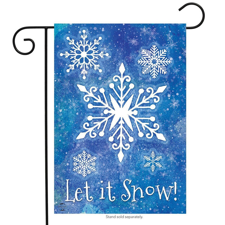 "Let it Snow Snowflakes" Printed Seasonal Garden Flag; Polyester