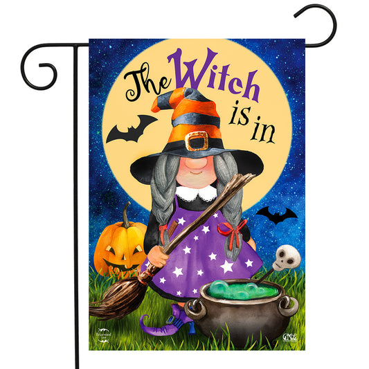 The Witch Is In Printed Garden Flag; Polyester 12.5"x18"