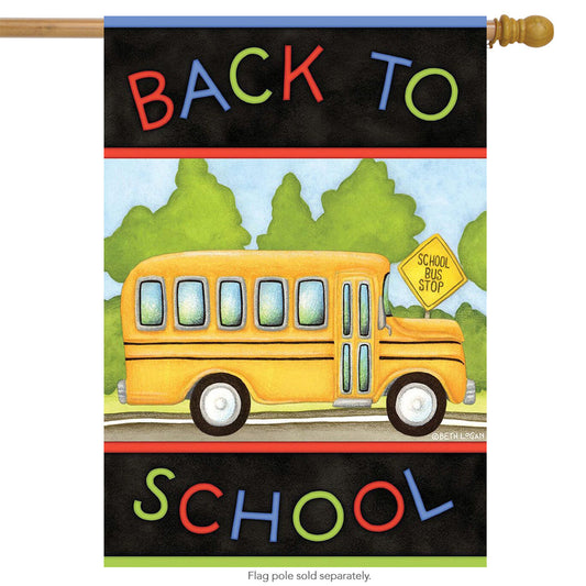 Back to School Bus House Flag