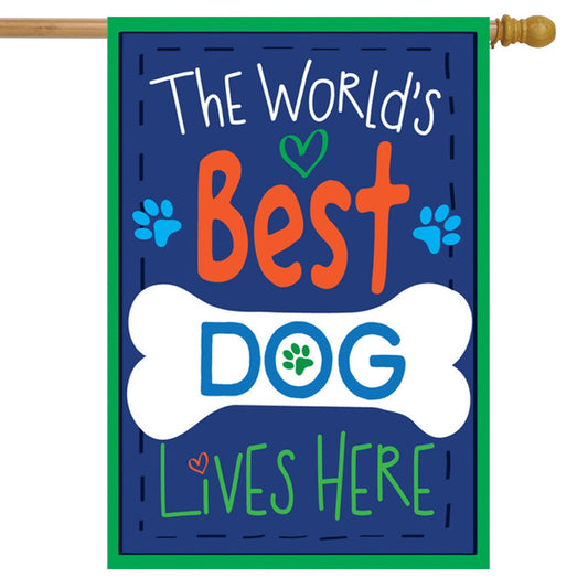 World's Best Dog Double Sided Printed House Flag; Polyester 28"x40"