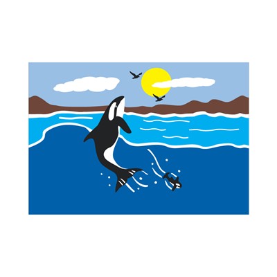"Orca Whale" Applique Windsock; Polyester