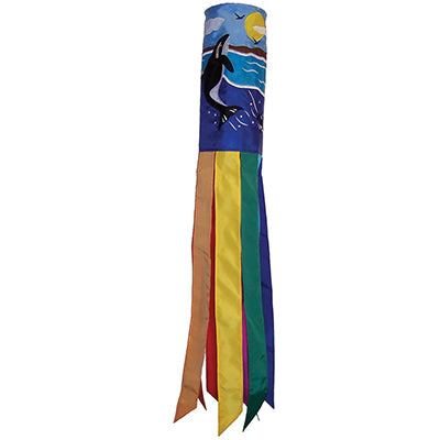 "Orca Whale" Applique Windsock; Polyester