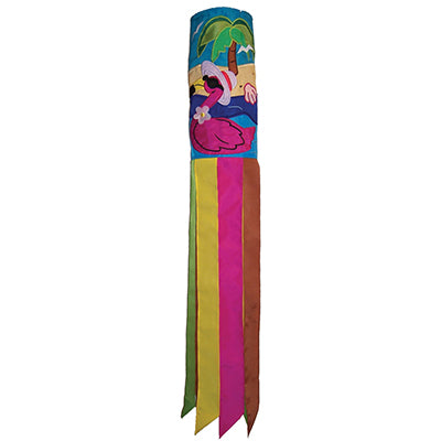 Flamingo Applique Windsock; Polyester