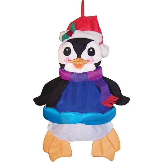 "Holiday Penguin" Wind Friend Seasonal Windsock; Polyester