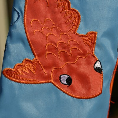 "Swimming Koi Fish" Applique Seasonal Windsock; Polyester