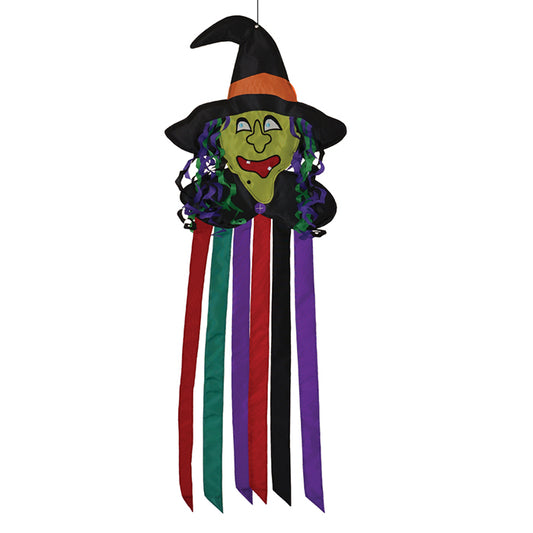 "Halloween Witch" Seasonal Windtail Windsock; Polyester