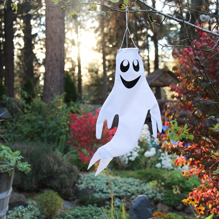 "Halloween Ghost" Seasonal Windsock; Polyester
