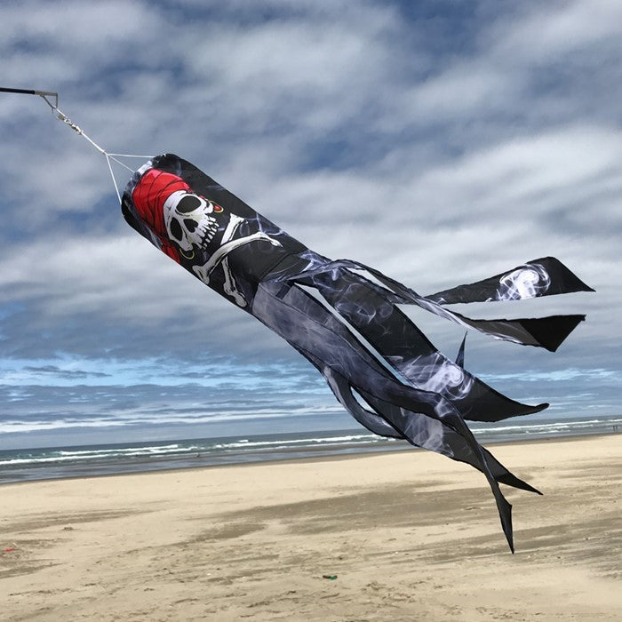 30" Smokin' Pirate Skull Tube Windsock