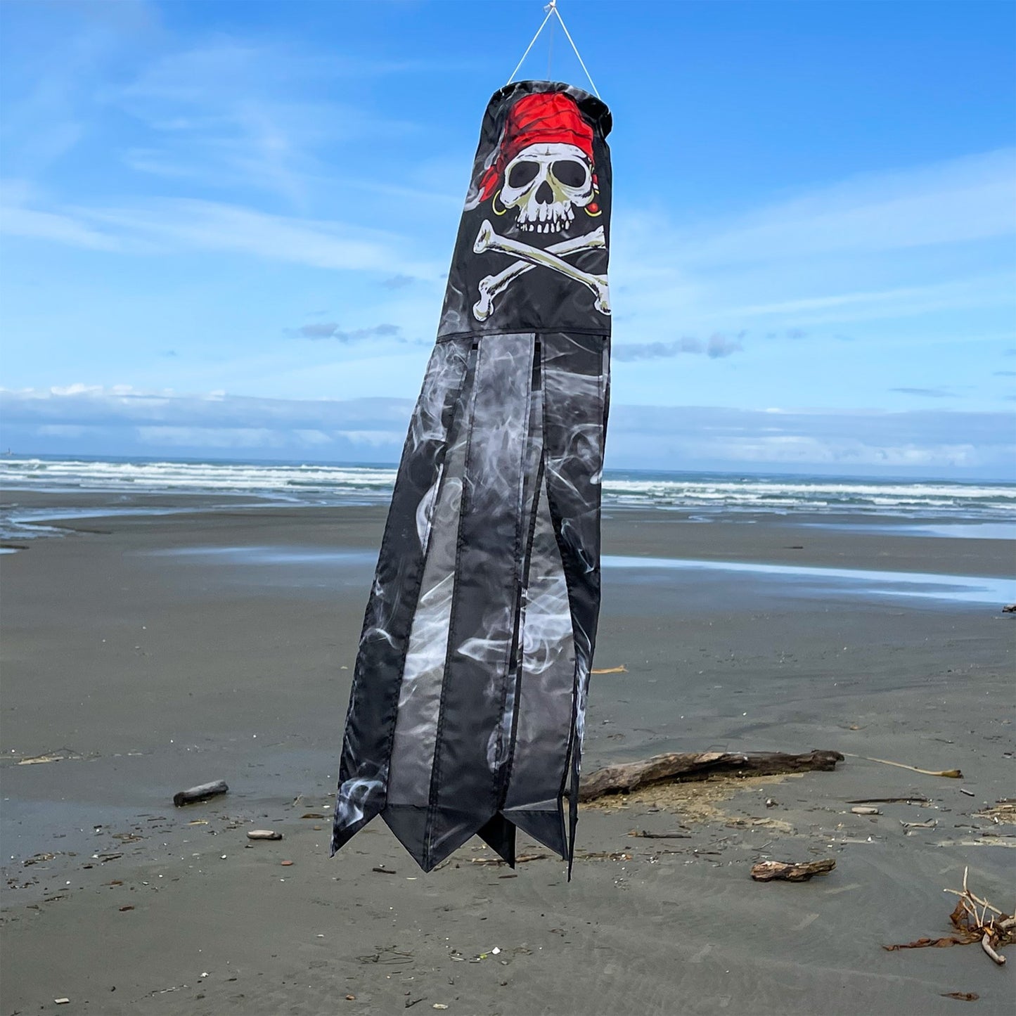 30" Smokin' Pirate Skull Tube Windsock