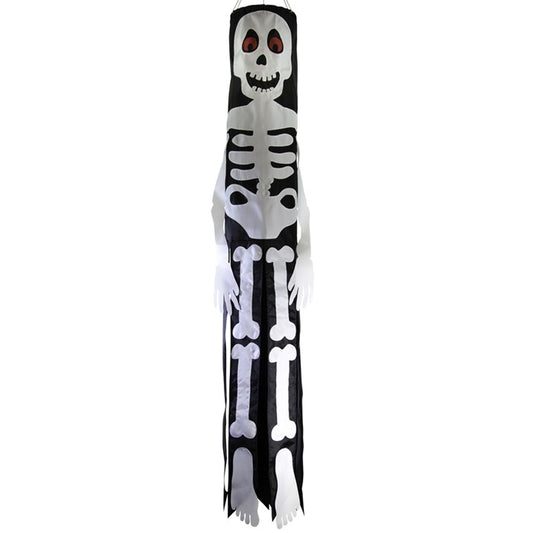 "Lil Bones Skeleton" 3D Applique Windsock; Polyester