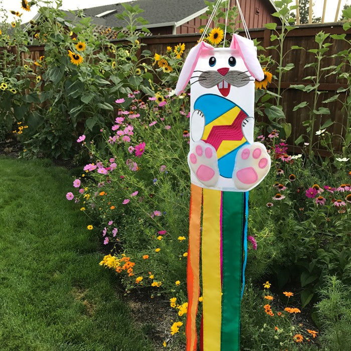 Easter Bunny Seasonal Applique Windsock; Nylon