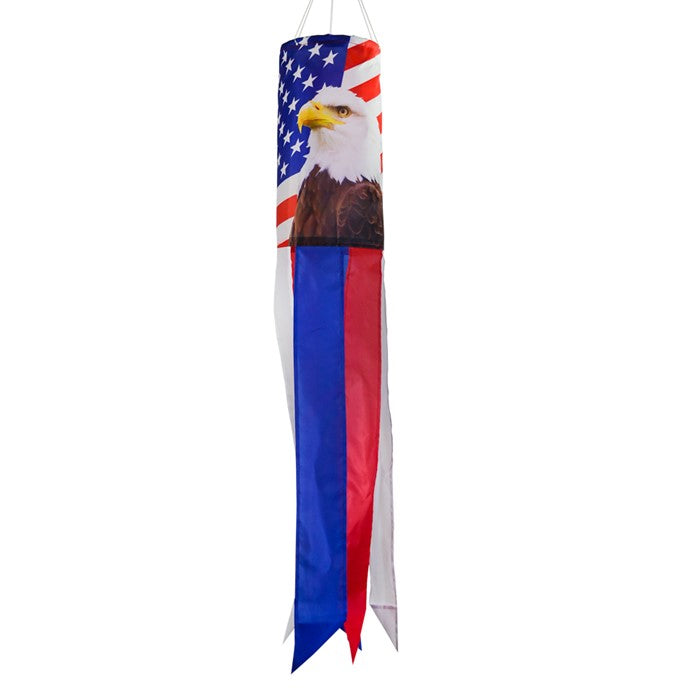 "Patriotic Eagle" Seasonal Windsock; Polyester