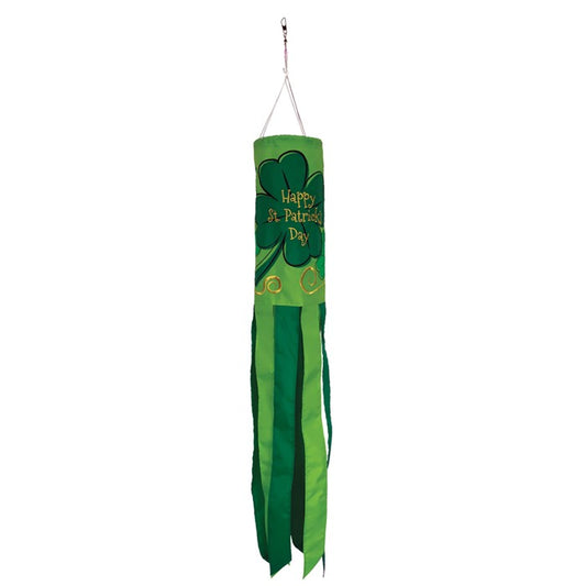 "Happy St.Patricks Day" Applique Windsock; Polyester