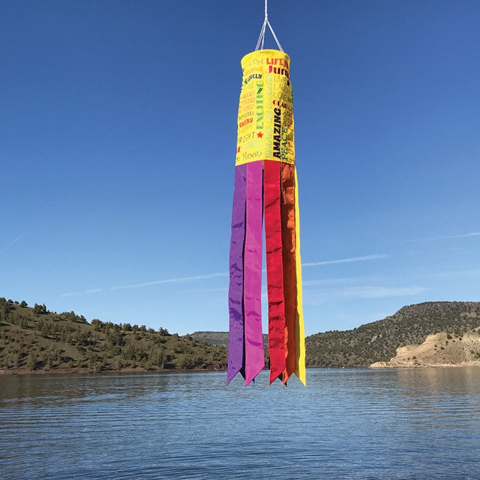 "Good Vibes Only" Applique Windsock; Polyester