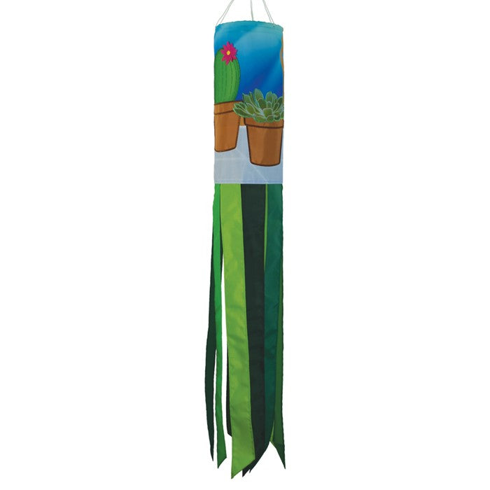 "Succulents" Applique Windsock; Polyester