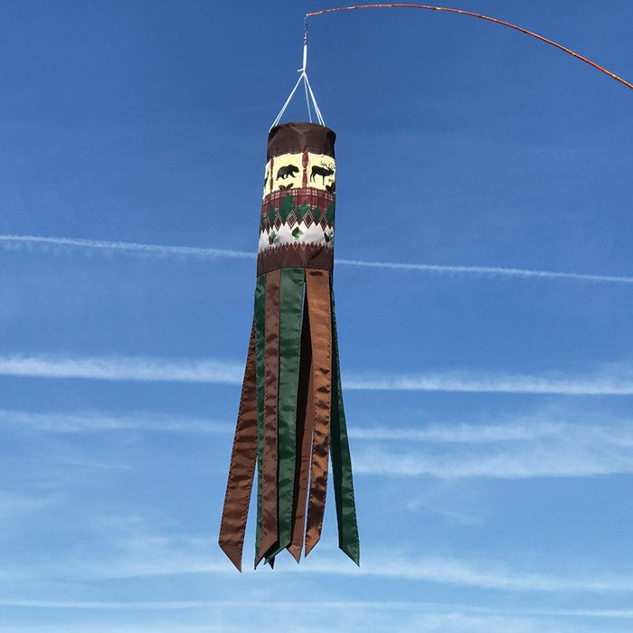 Rustic Lodge Applique Windsock; Polyester