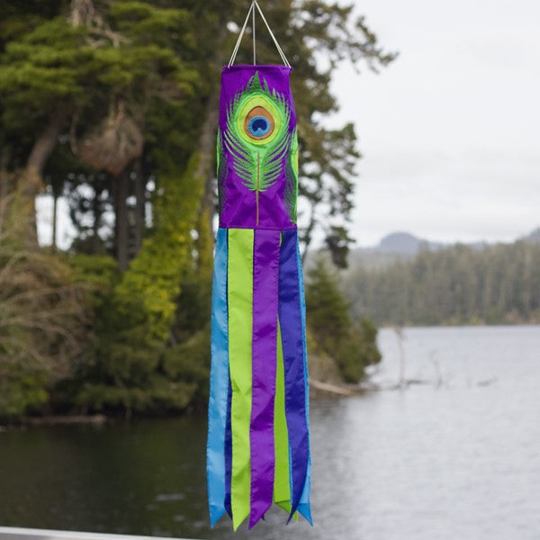 Peacock Feather Applique Tube Windsock