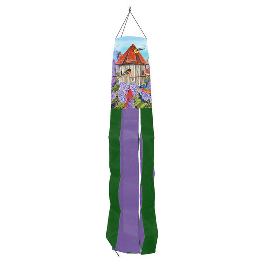 "Lilacs & Birds" Printed Seasonal Windsock; Polyester