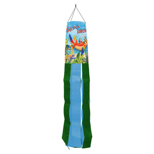 "Its 5 OClock Parrot" Printed Seasonal Windsock; Polyester