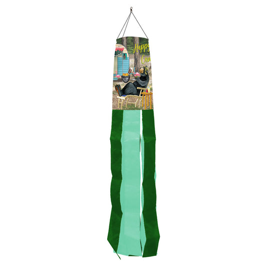 "Happy Camper Bear" Printed Seasonal Windsock; Polyester