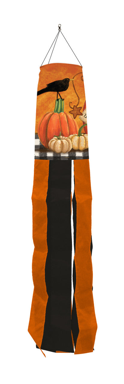 Rustic Pumpkins Printed Seasonal Windsock; Polyester 6"x40"L