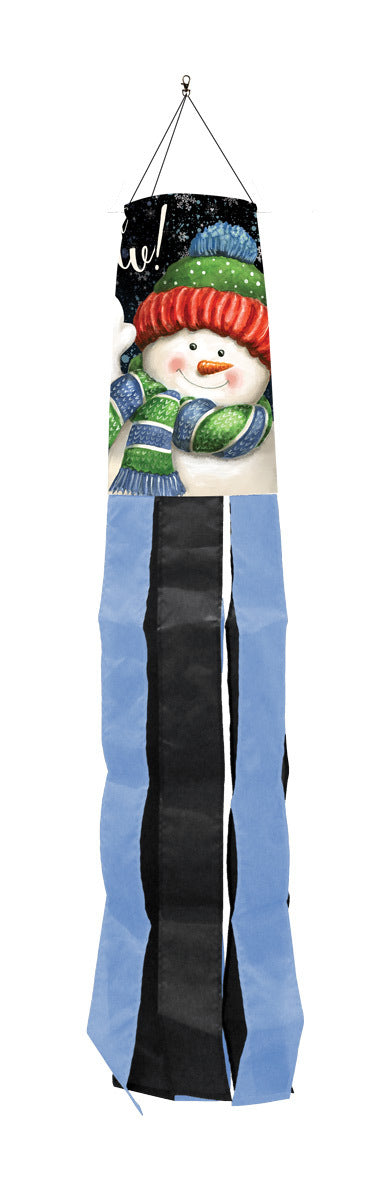 Snow Time Snowman Printed Seasonal Windsock; Polyester 6"x40"L